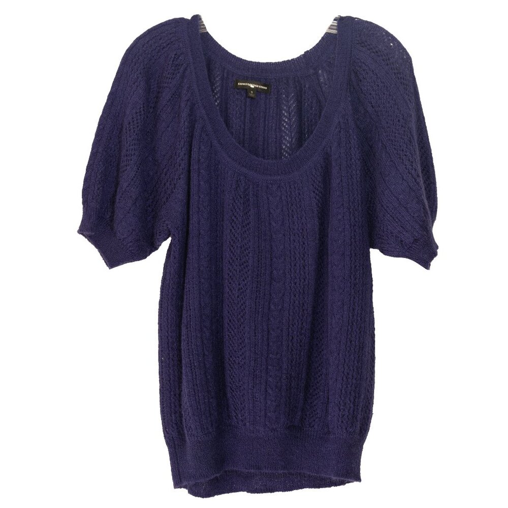MOHAIR | Sweater Y2k Purple Wool Short Sleeve Knit Sweater